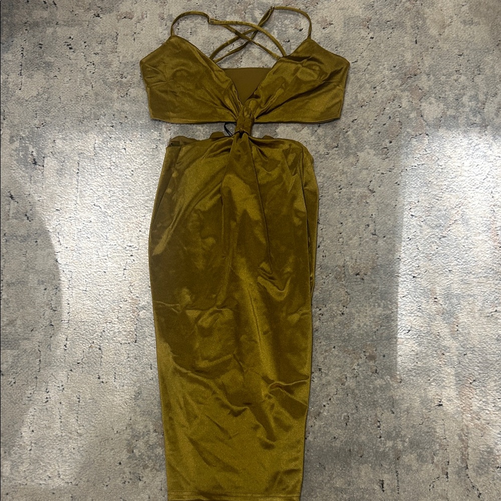 Forever 21 Mustard Backless Midi Dress